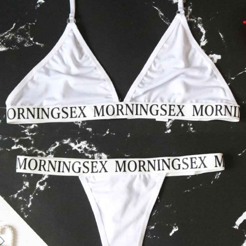 Sexy Bra & Panties Set White Morning Sex - Picture 3 of 9